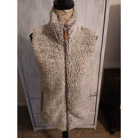 Jess Lea outdoorsy Logan look  faux fur polyester vest light green small - Picture 3 of 11
